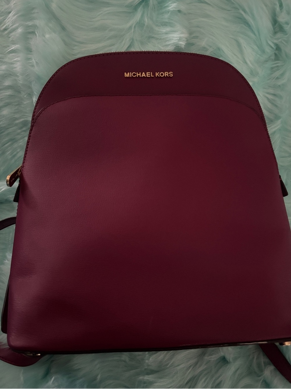 Michael Kors Plum Leather Backpack with Gold Logo